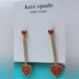 KATE SPADE Yours Truly Pave Heart
Linear Earrings NWT